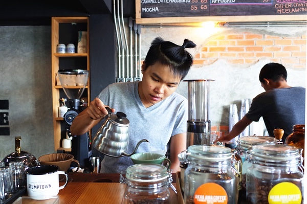 Pacamara Coffee浓缩的Latte Doppio泰国咖啡馆